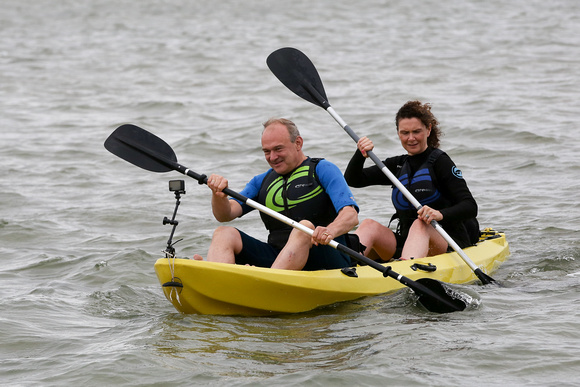 Liberal Democrats Party Autumn Conference at Bournemouth International Centre - Ed Davey kayaking on visit to Sandbanks